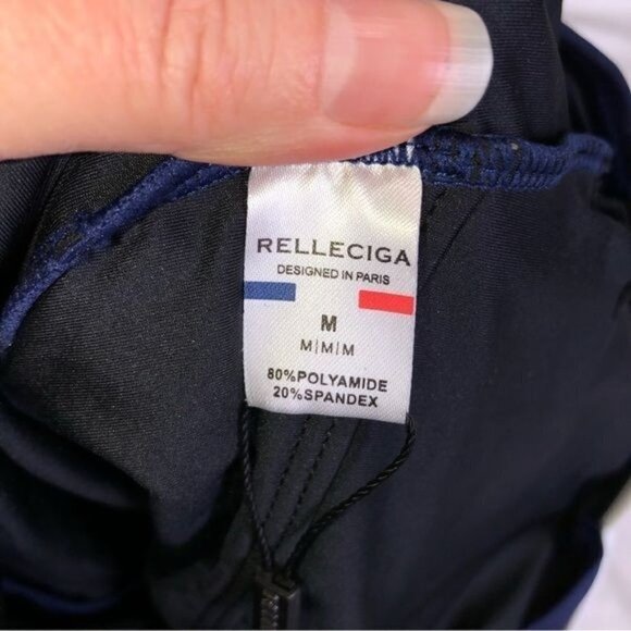 Relleciga One Piece Swimsuit Blue Orange White Size Medium Modest Paris NEW - Picture 3 of 8